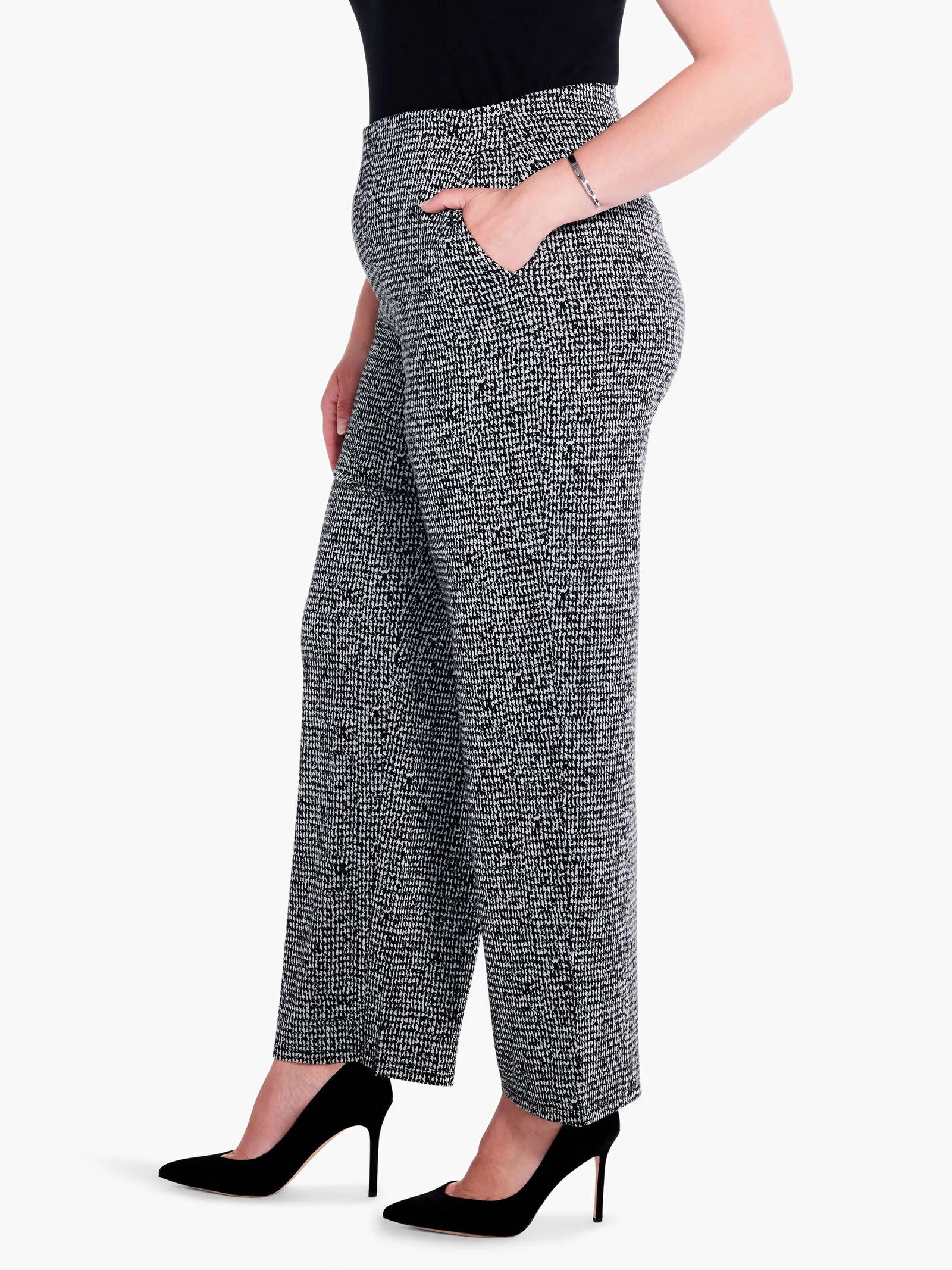 29' Etched Tweed Wide Lag Pant in Black Multi