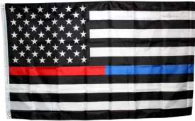 3x5 Polyester First Responder Thin Blue Line / Thin Red Line Flag