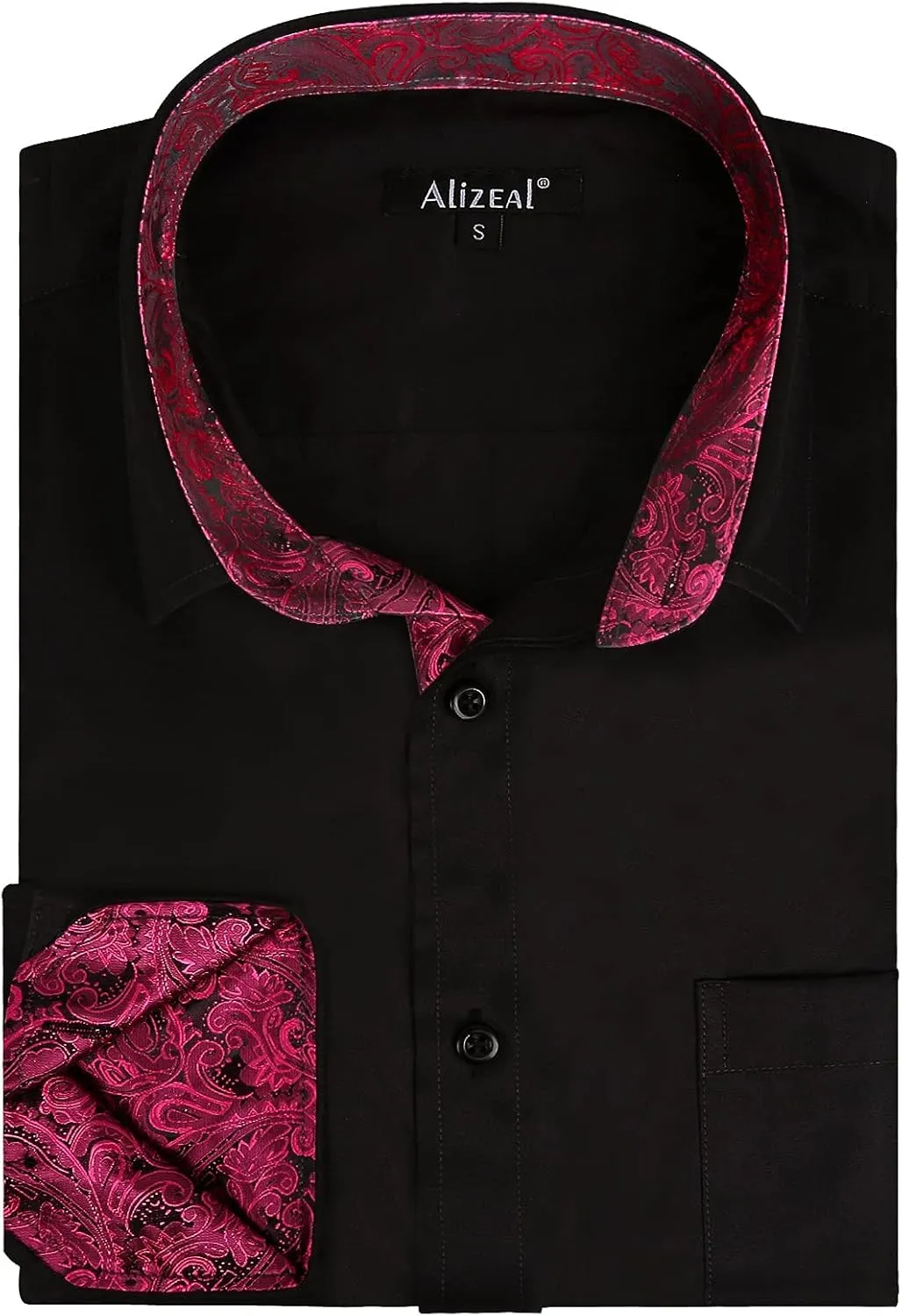 Alizeal Men's Business Slim Fit Dress Shirt Long Sleeve Patchwork Button-Down Shirt