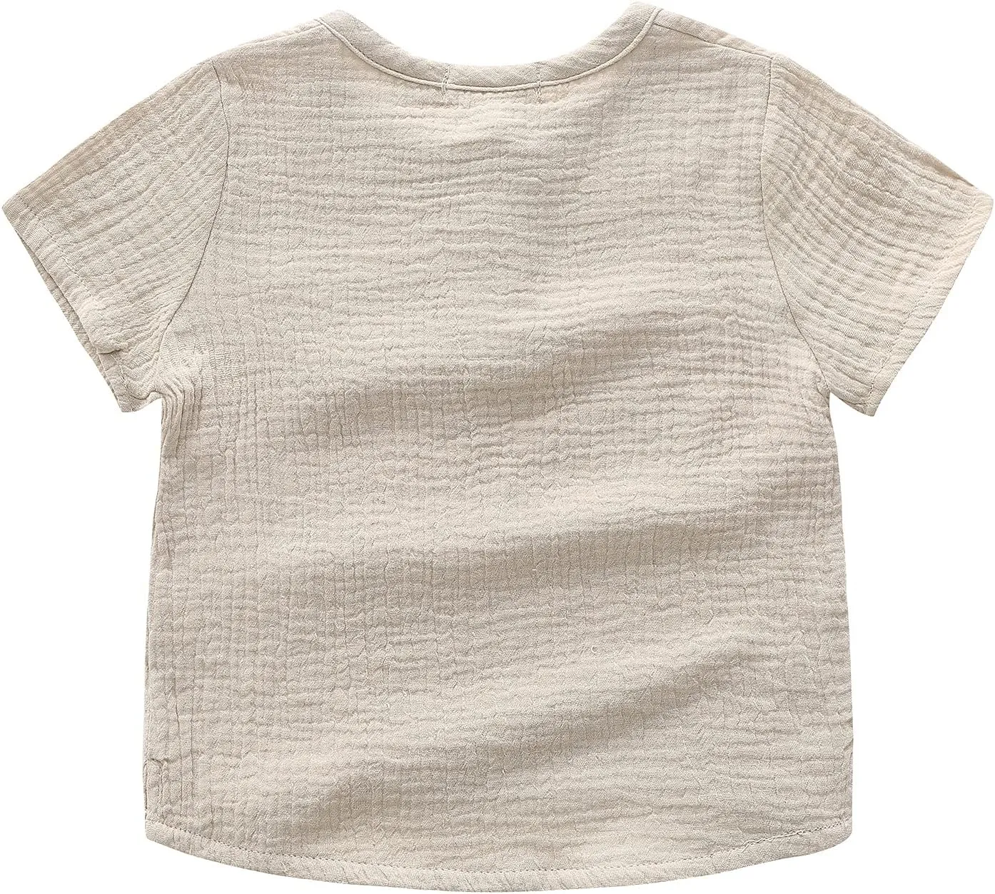 Ashmyova Boys Cotton Linen Shirt Toddler Boys Pocket Button Short Sleeve T Shirt Tees Tops