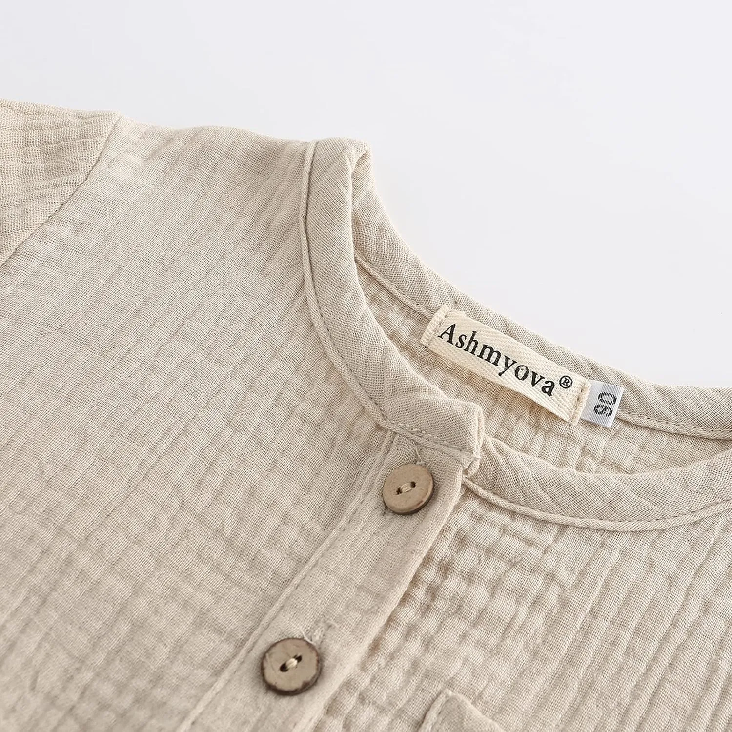 Ashmyova Boys Cotton Linen Shirt Toddler Boys Pocket Button Short Sleeve T Shirt Tees Tops