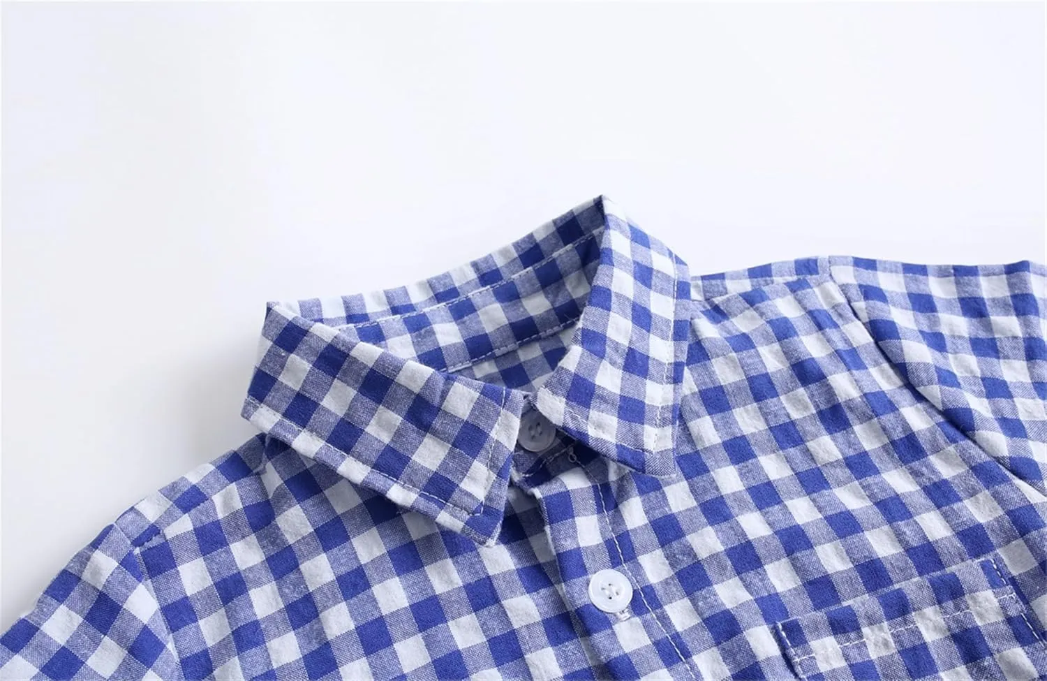 Baby Button Down Shirt, Gingham Plaid Short Sleeve Shirt Style Bodysuit, 0-3 Years