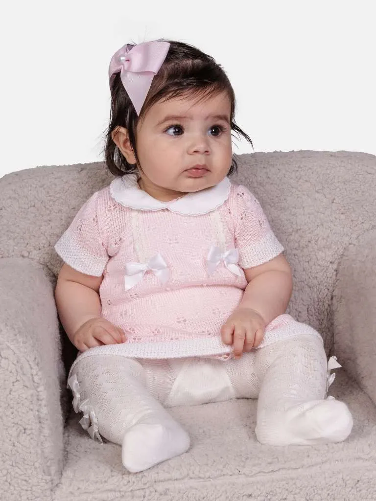 Baby Girl Lola Collection 2-Piece Knitted Dress Set-Baby Pink