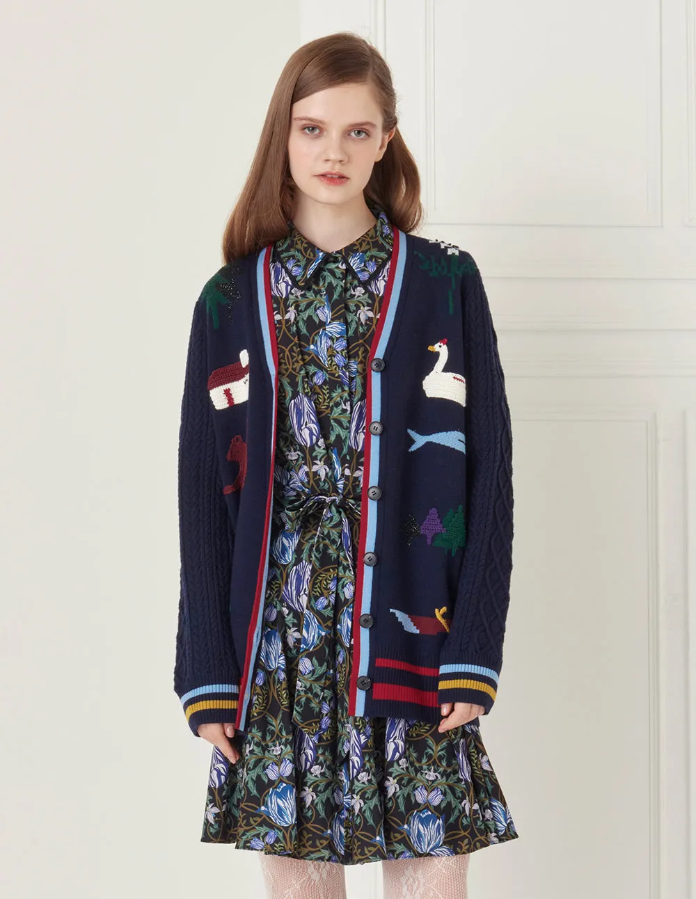 BORA AKSU V-Neck Wool Knit Cardigan