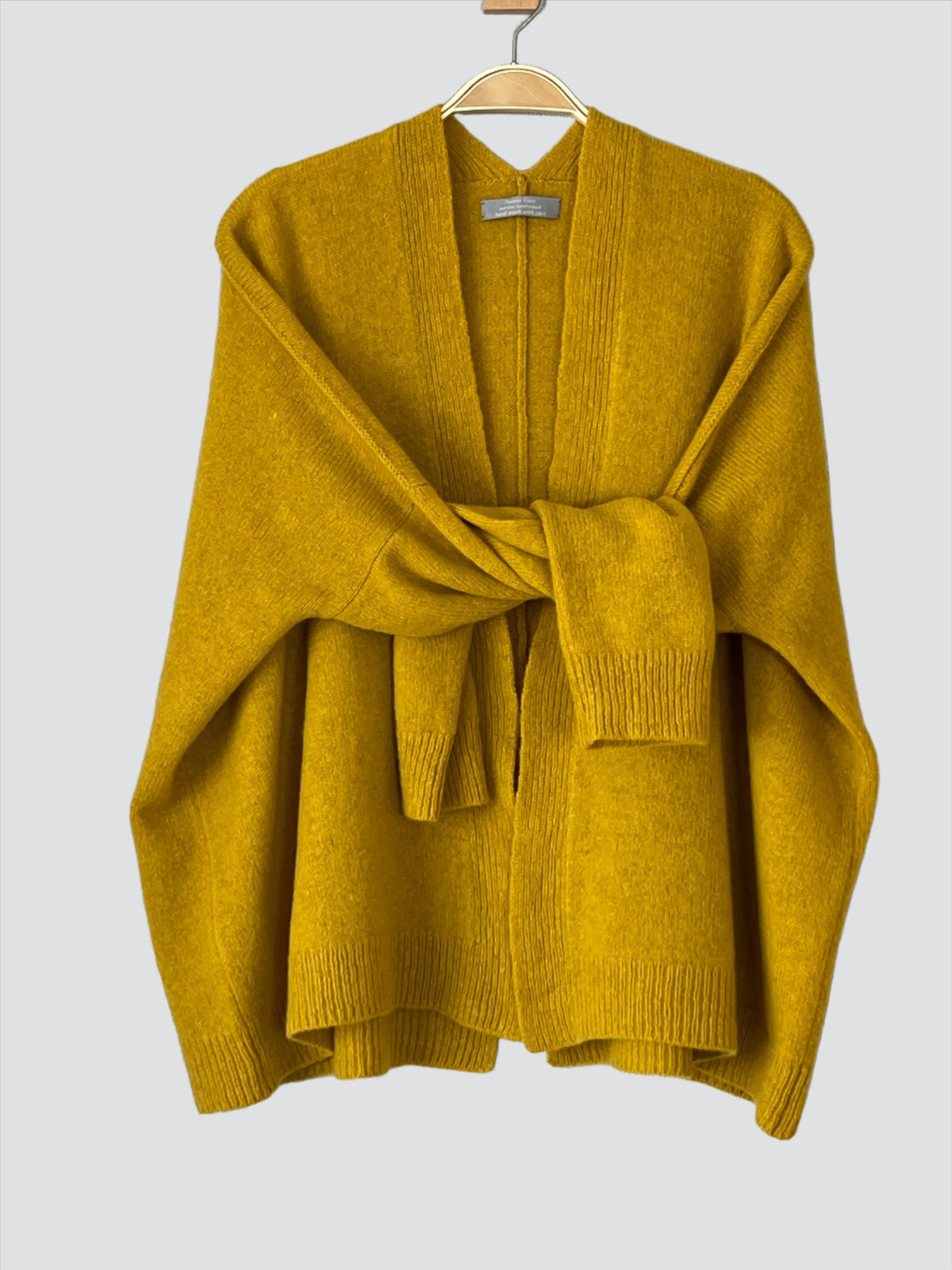 Cardigan edge to edge boxy style mustard yellow (no buttons) - Made to Order