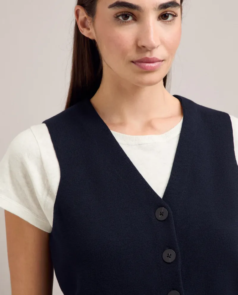 Cefinn Wynne Navy Cotton Waistcoat - UK12