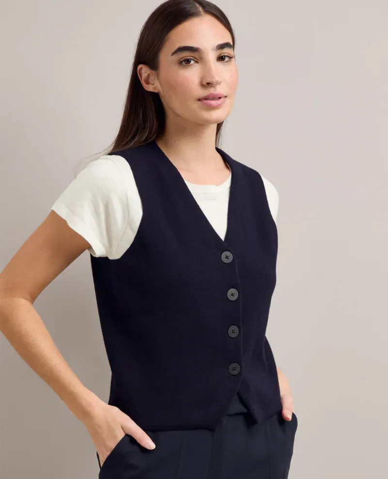 Cefinn Wynne Navy Cotton Waistcoat - UK12