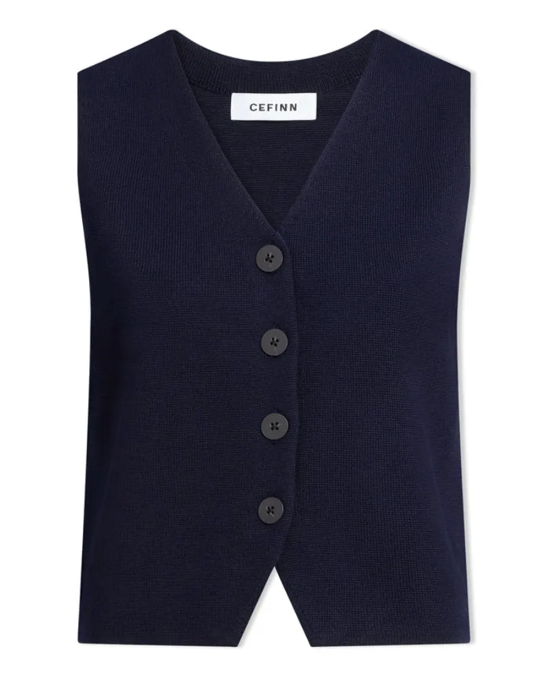 Cefinn Wynne Navy Cotton Waistcoat - UK12