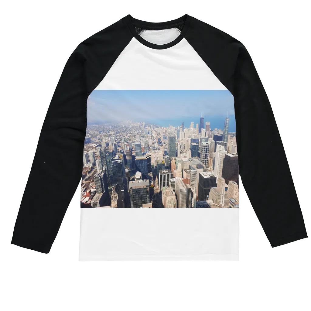 Chicago Skyline Sublimation Baseball Long Sleeve T-Shirt