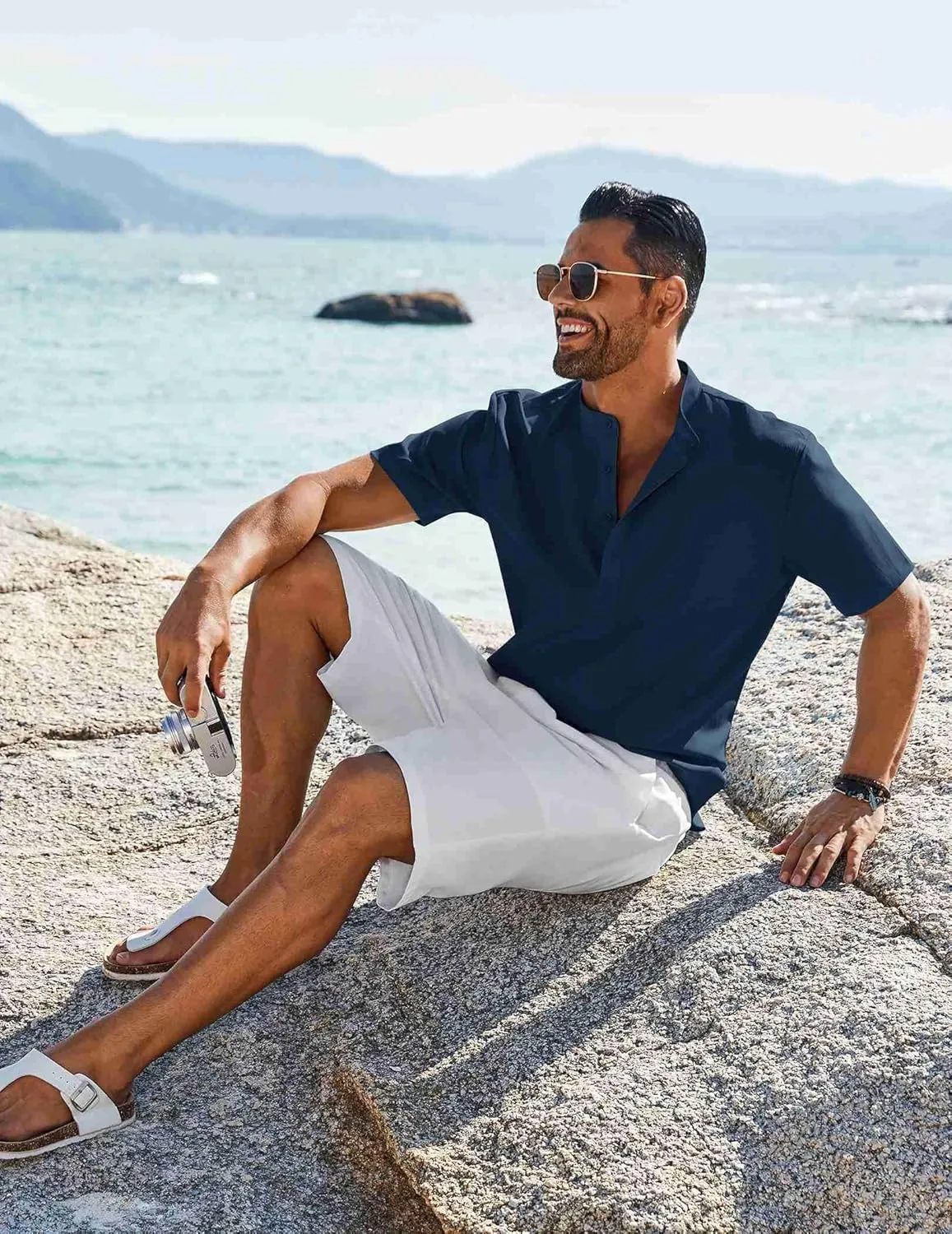 COOFANDY Men's Henley Shirt Short Sleeve Casual T-Shirt Summer Beach Hippie Henley Tee Shirt