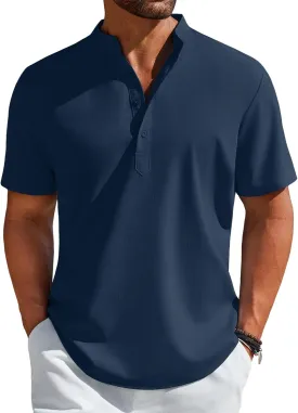 COOFANDY Men's Henley Shirt Short Sleeve Casual T-Shirt Summer Beach Hippie Henley Tee Shirt