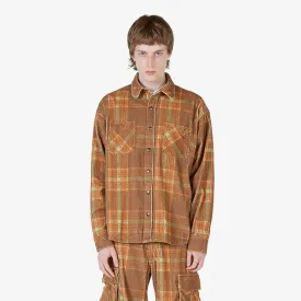 Corduroy Printed Overshirt Grey Brown
