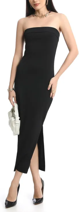 Cosy Pyro Womens Bodycon Long Dresses Summer Fitted Dress Maxi Tube Dress Ribbed Strapless Side Slit