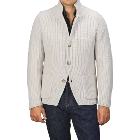 Cream Beige Chunky Knitted Wool Cardigan