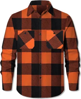 Cromoncent Men's Casual Flannel Shirt Plaid Long Sleeve Button Down Western Shirt