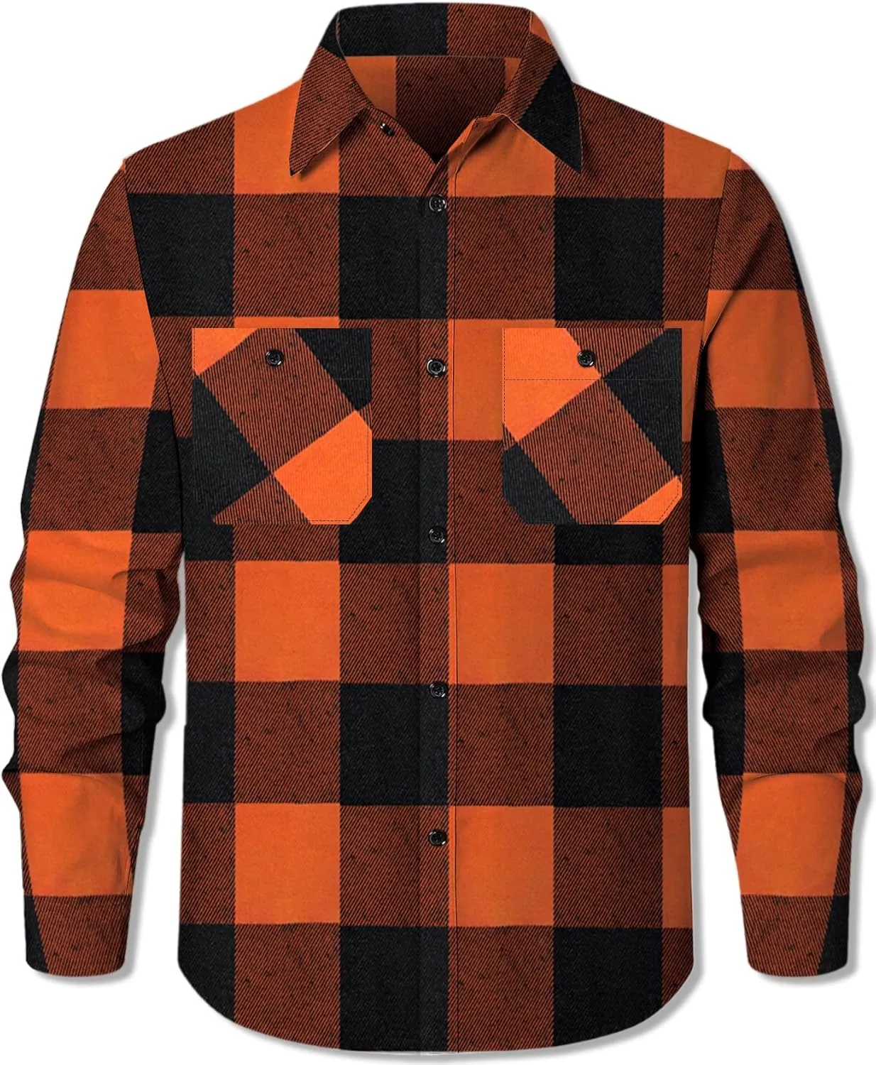 Cromoncent Men's Casual Flannel Shirt Plaid Long Sleeve Button Down Western Shirt