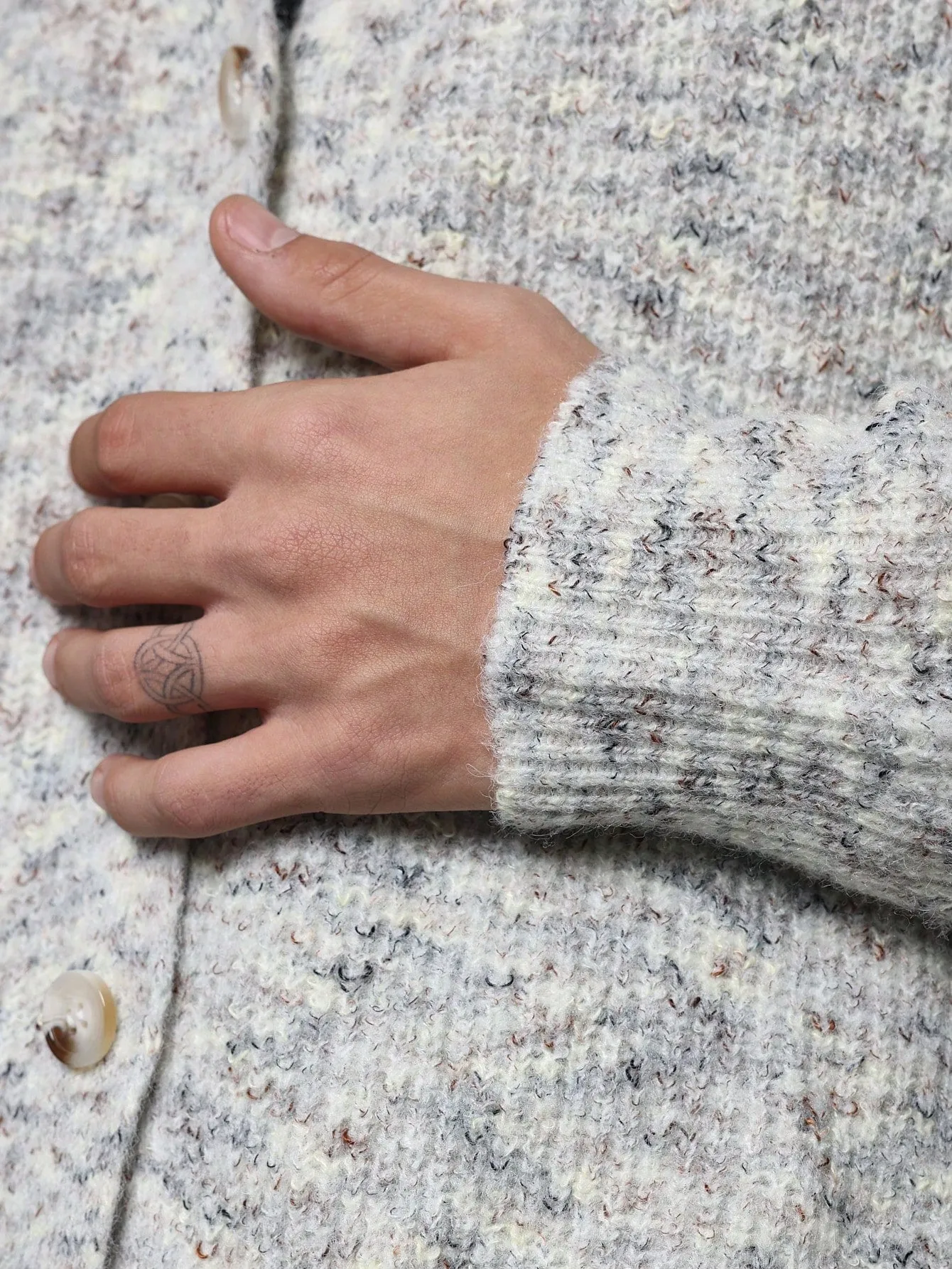 Cropped Space Dye Knit Cardigan