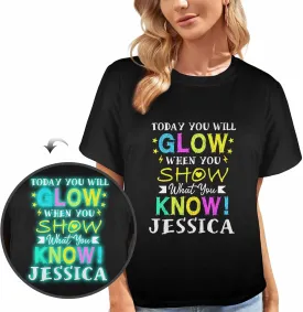 Custom Personalized Name Party Tee, Women's Glow in The Dark T-Shirt, Glow Birthday T-Shirt for Girl Mom Girlfriend Wife