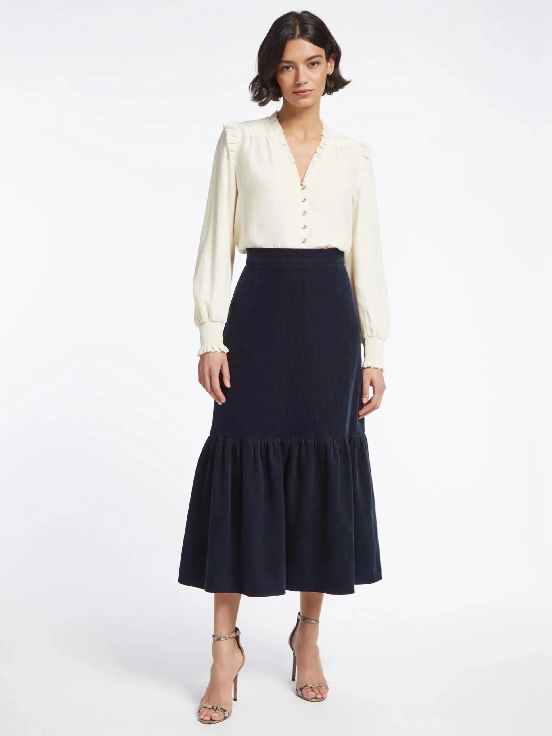 Daphne navy corduroy maxi skirt