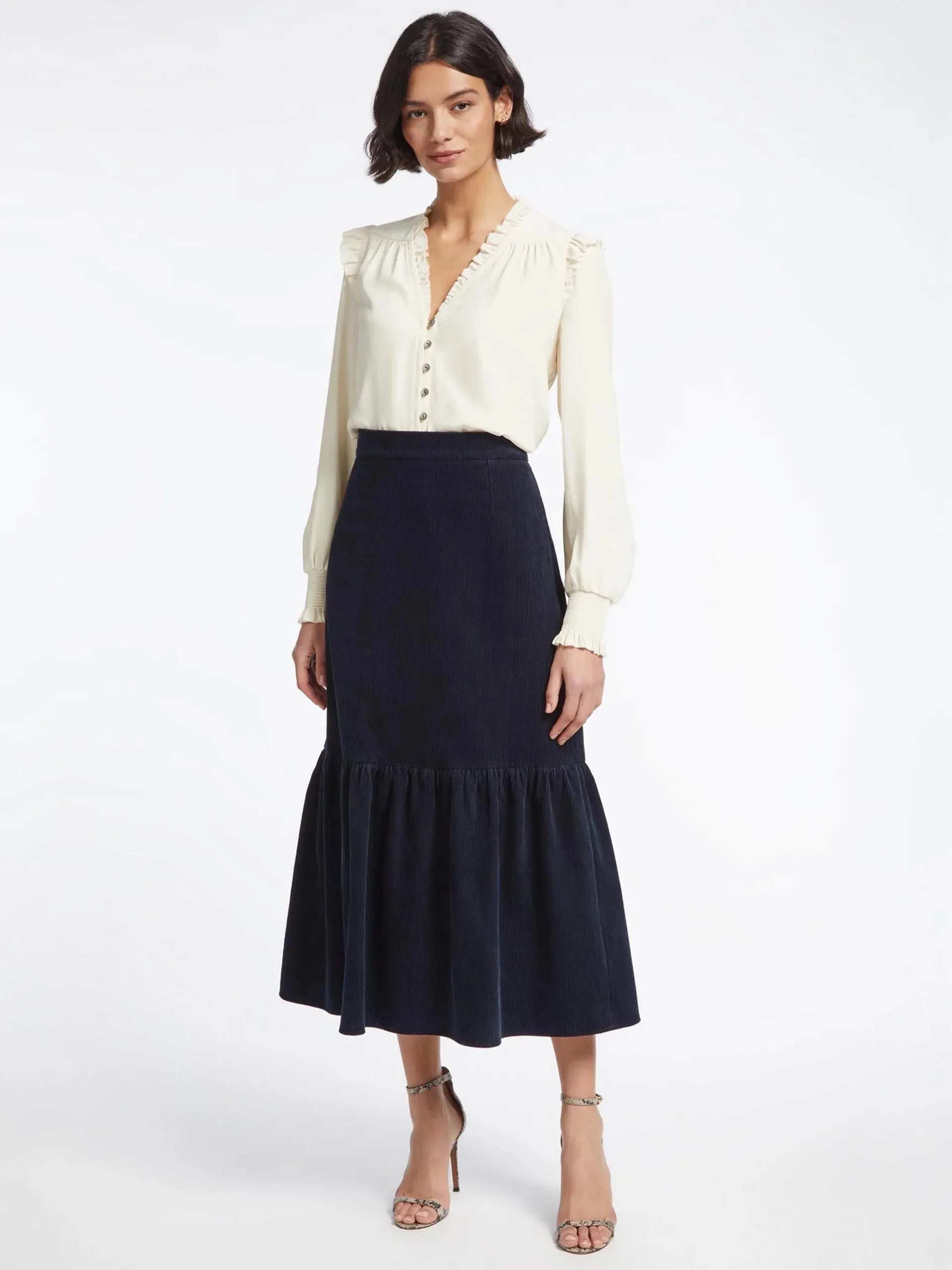 Daphne navy corduroy maxi skirt