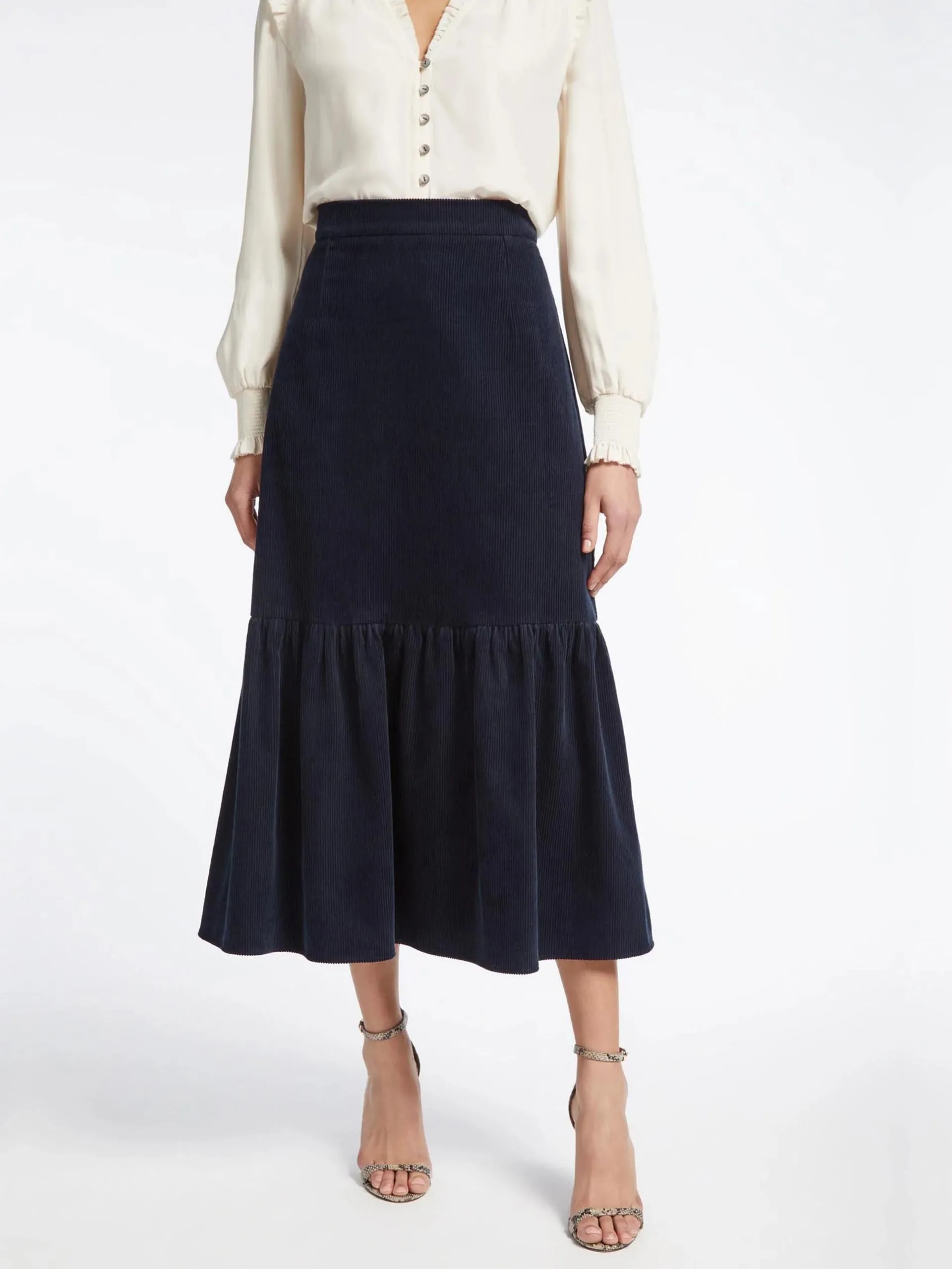 Daphne navy corduroy maxi skirt