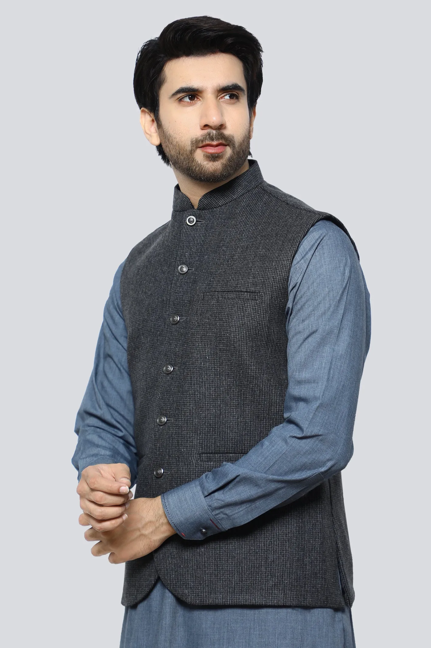 Dark Grey Woolen Premium Waistcoat