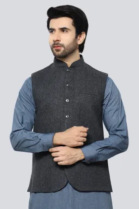Dark Grey Woolen Premium Waistcoat