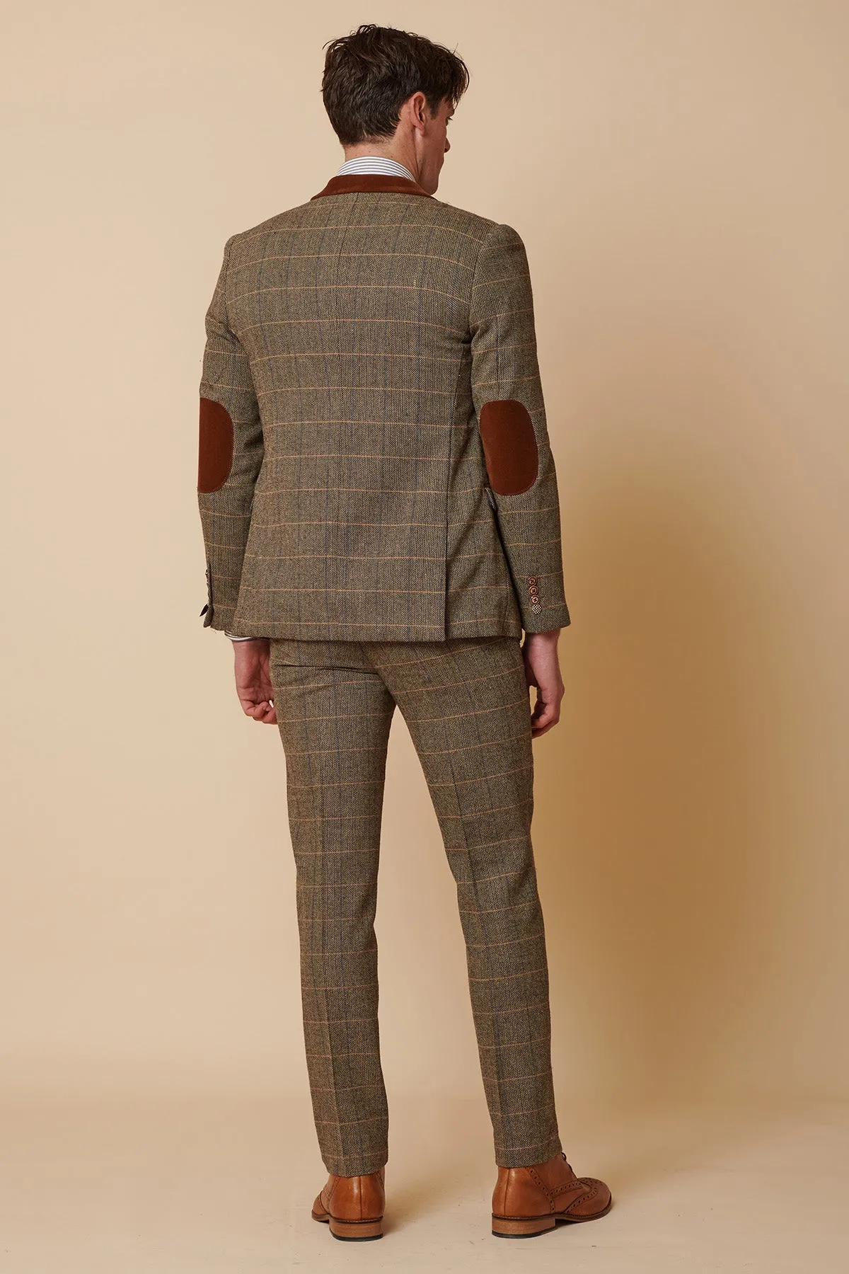 DX7 - Tan Tweed Check Three Piece Suit