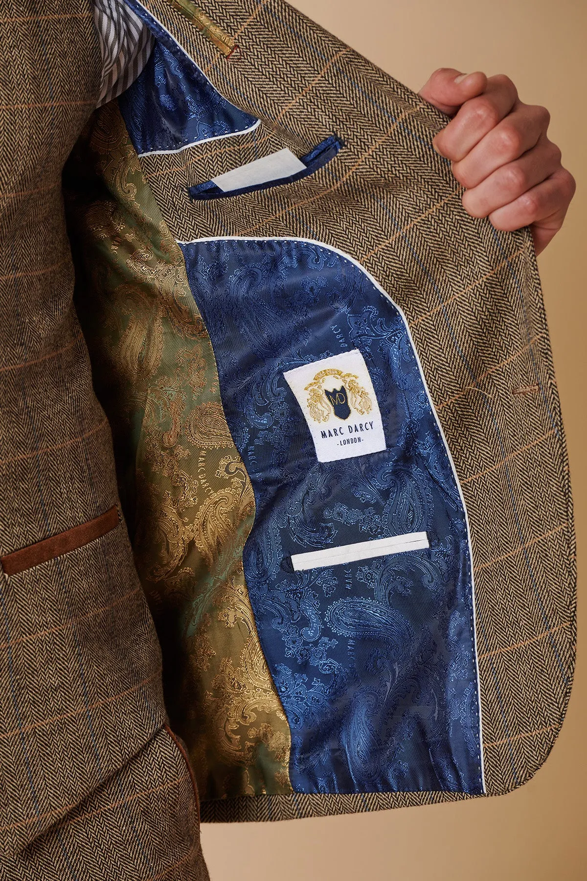 DX7 - Tan Tweed Check Three Piece Suit