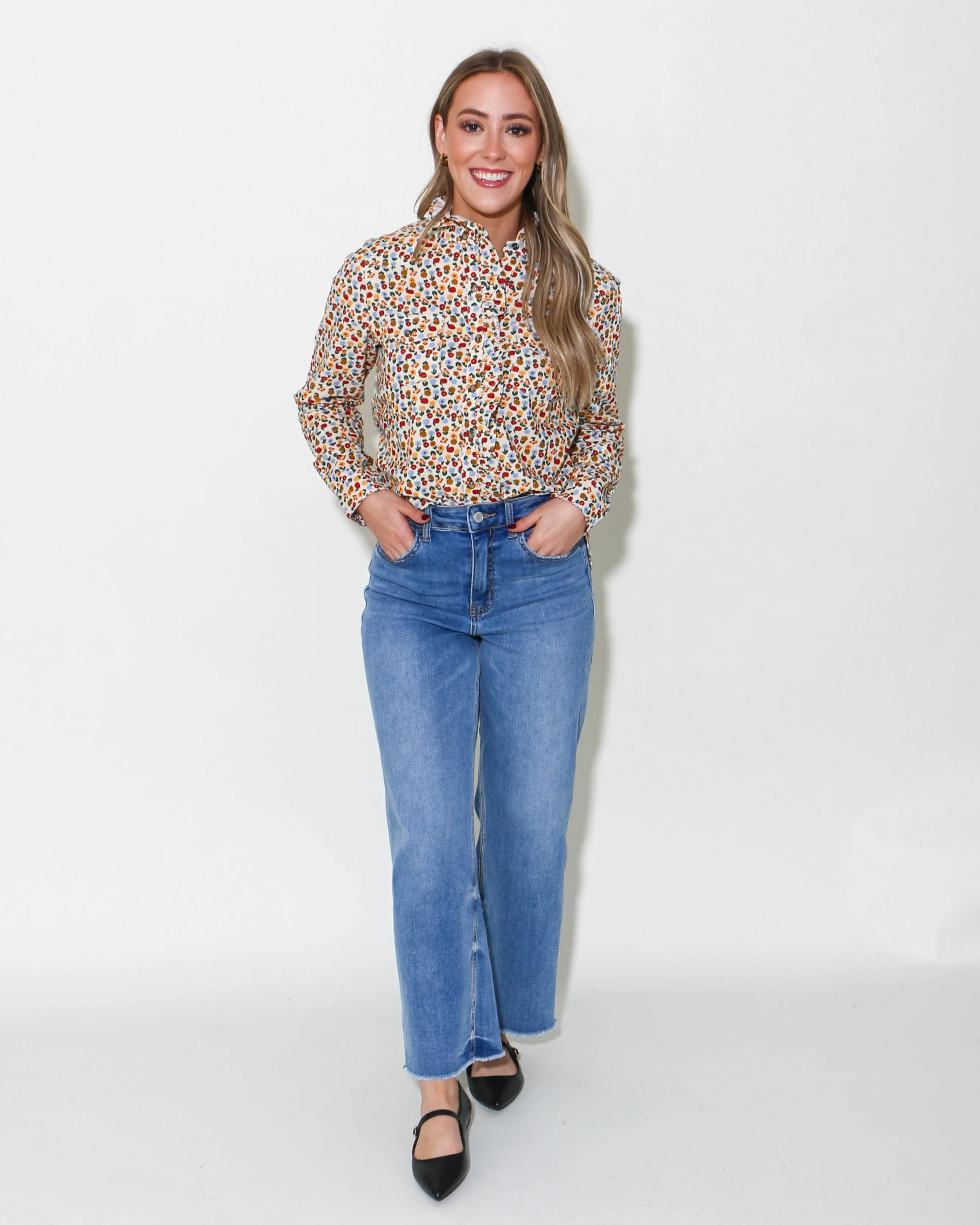 Floral Corduroy Snap Shirt