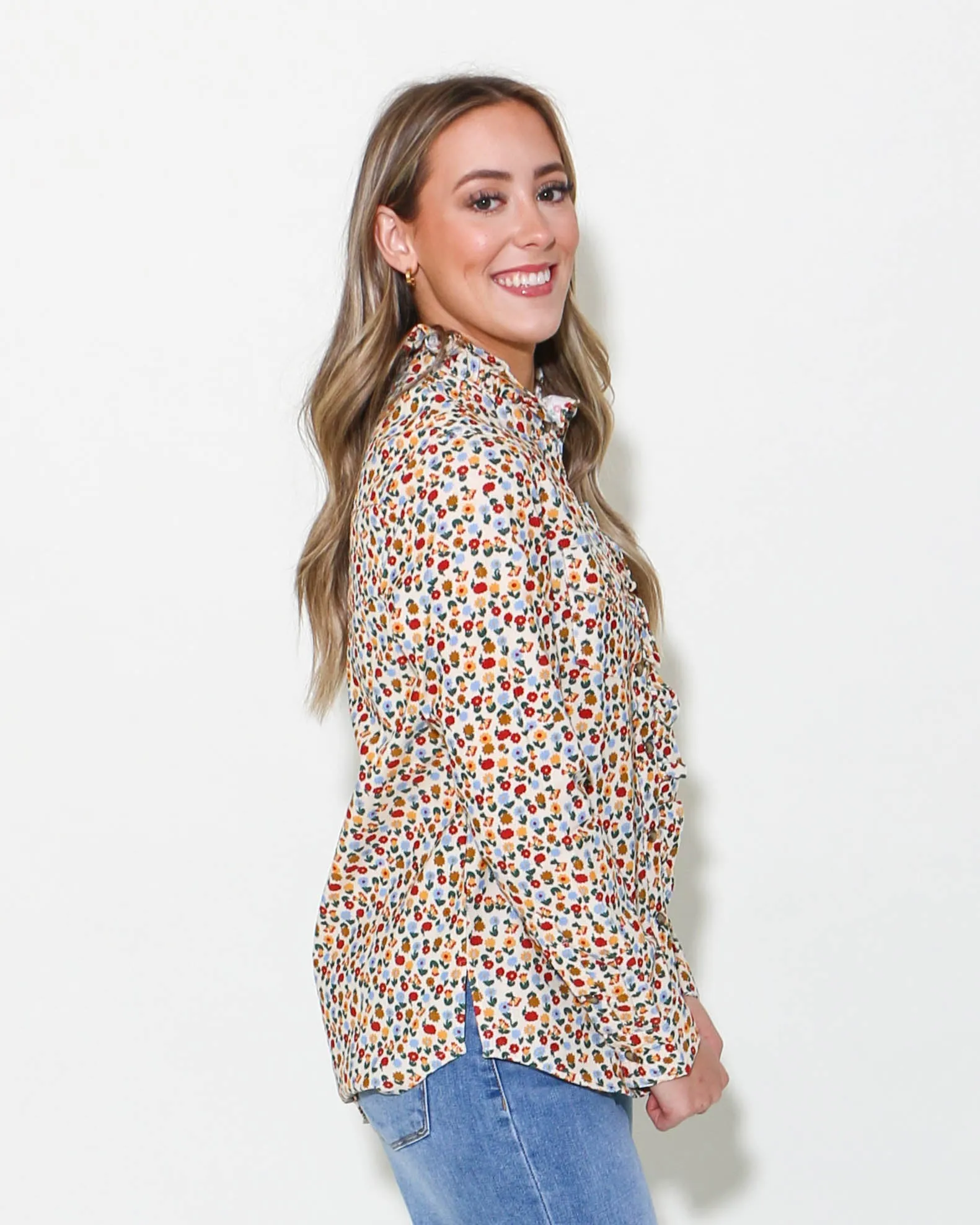 Floral Corduroy Snap Shirt