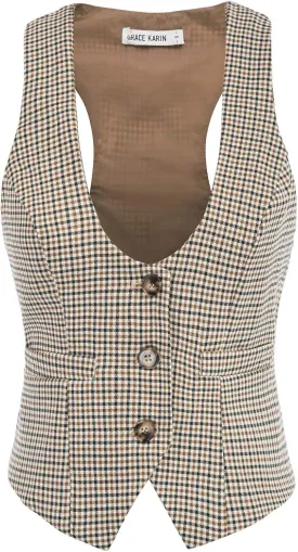 GRACE KARIN Womens Vest Top 2025 Trendy Academia Steampunk Waistcoat Racerback Vest BlazerRuns Small, Suggest Size Up