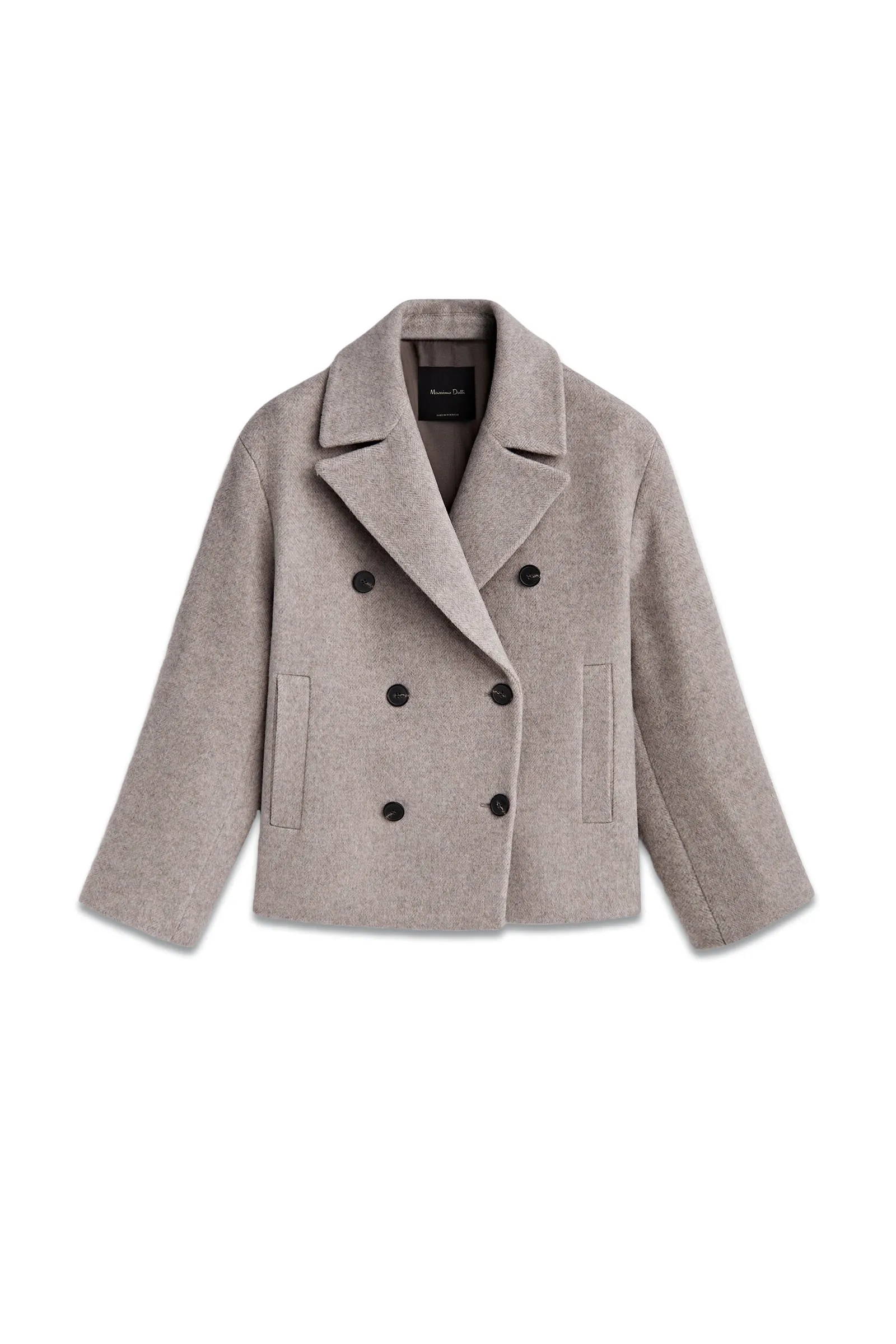 Grey Short Twill Pea Coat