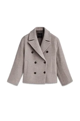 Grey Short Twill Pea Coat