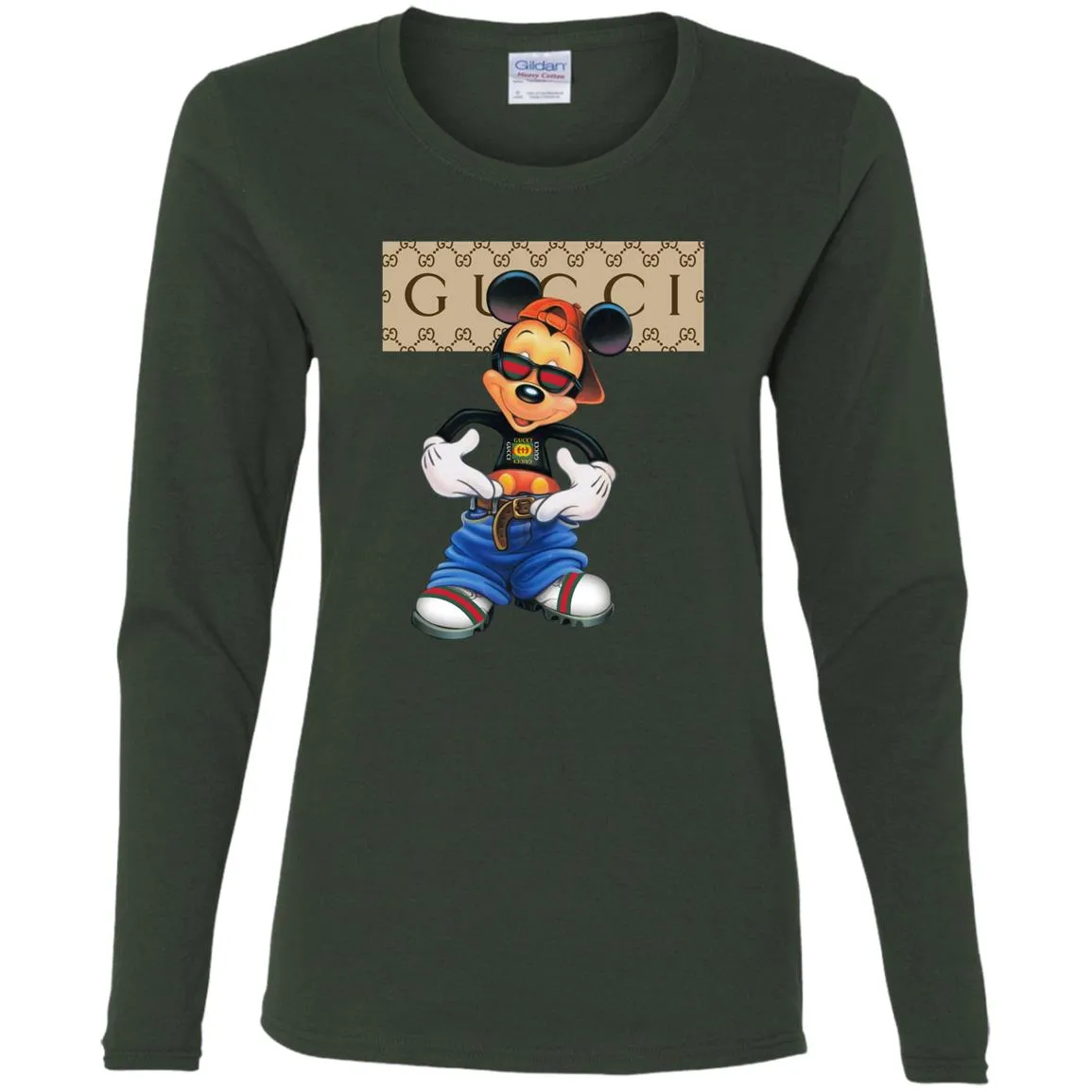 Gucci Logo Shirt Mickey Mouse T-shirt Women Long Sleeve Shirt