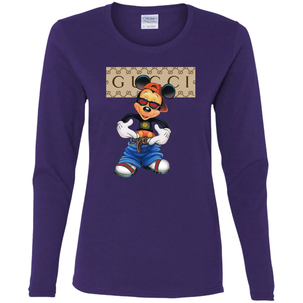 Gucci Logo Shirt Mickey Mouse T-shirt Women Long Sleeve Shirt