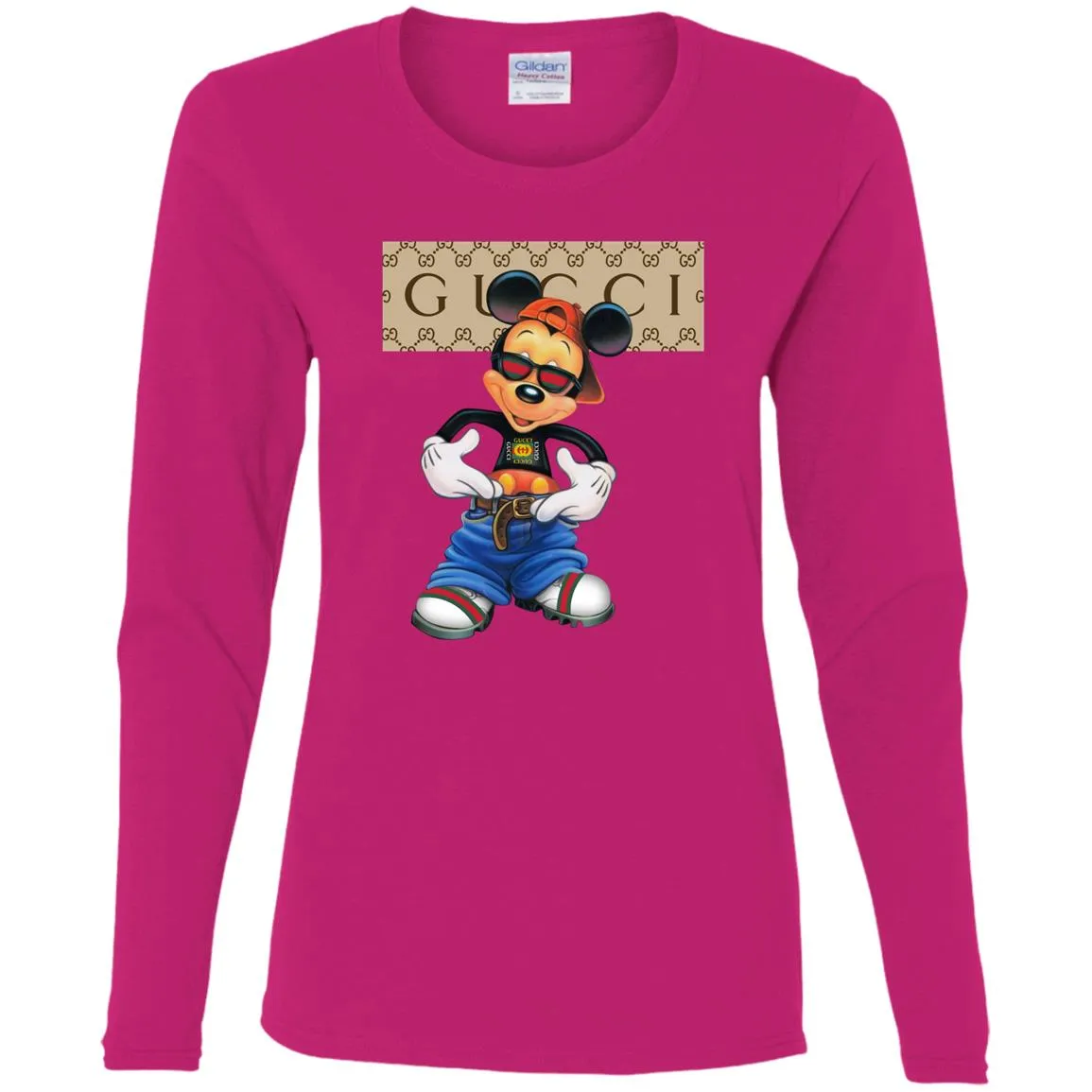 Gucci Logo Shirt Mickey Mouse T-shirt Women Long Sleeve Shirt