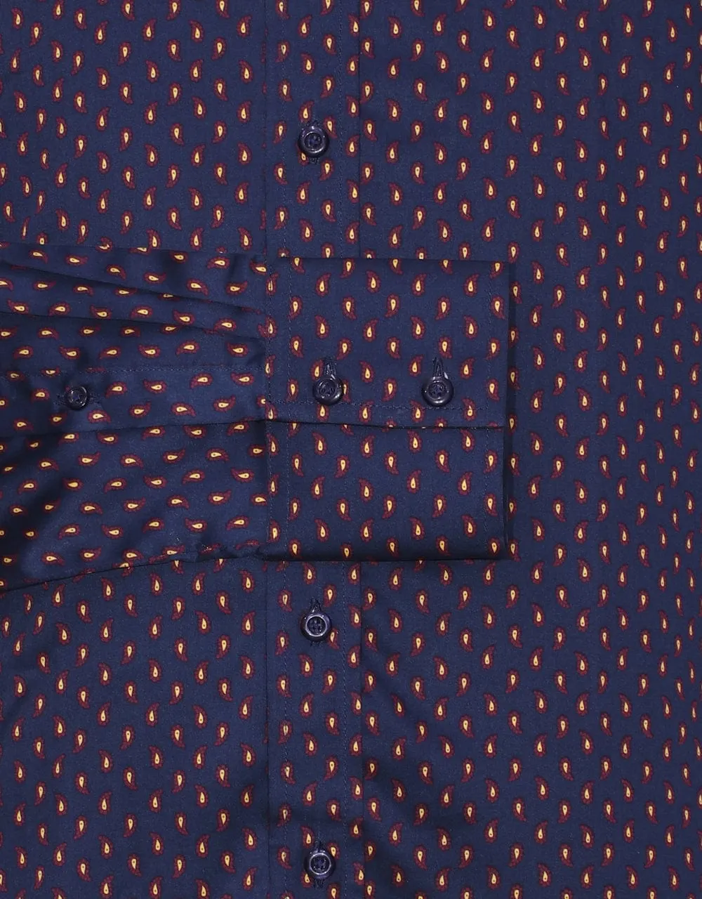 High Penny Collar Shirt | Navy Blue Small Paisley Shirt