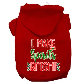I Make Spirits Bright Screen Print Dog Hoodie Red Xxxl