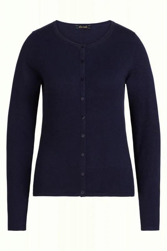 KING LOUIE  Blue Cardigan Round Neck Cocoon