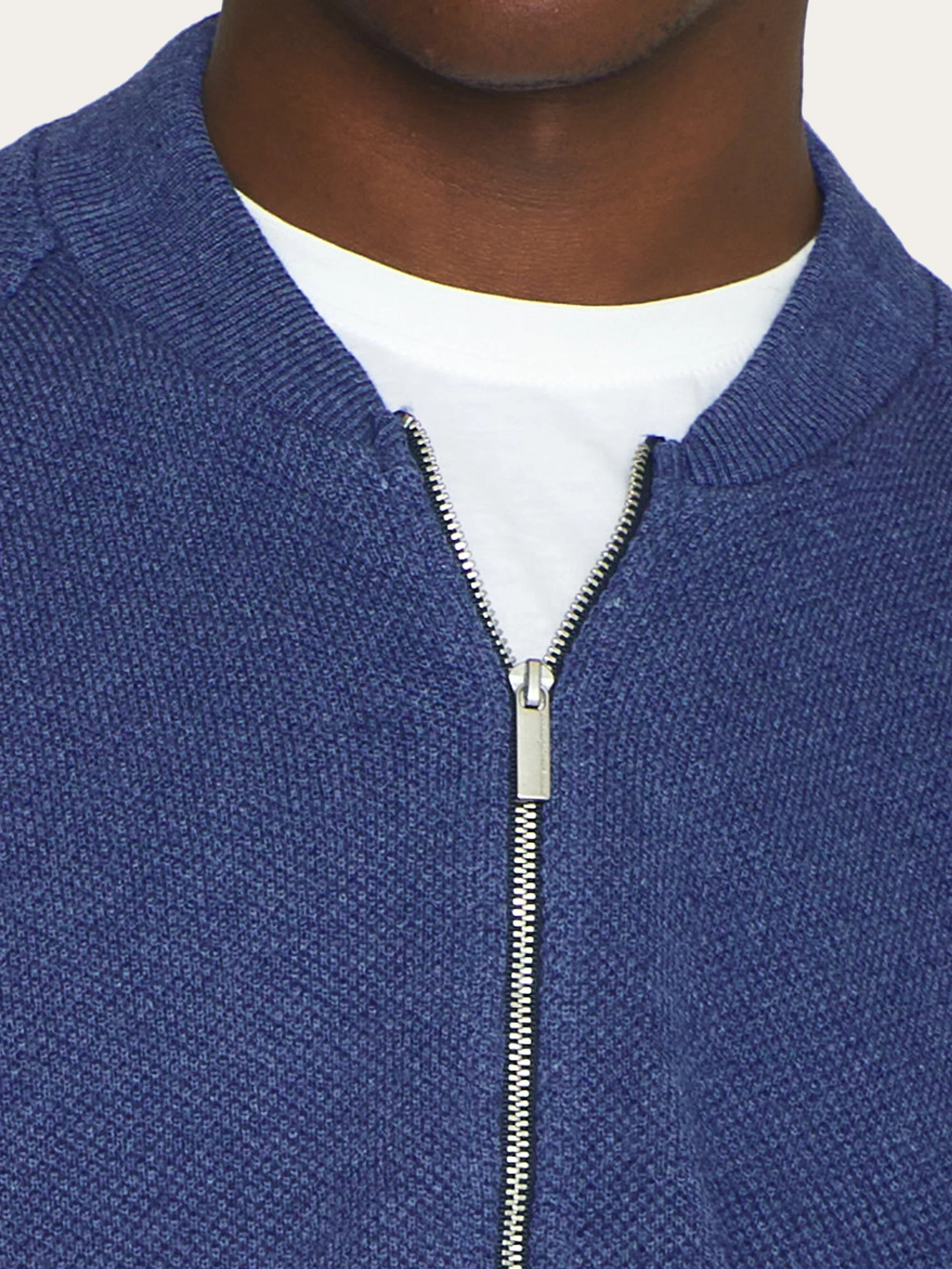 Knitted zip cardigan - GOTS/Vegan - Coronet Blue