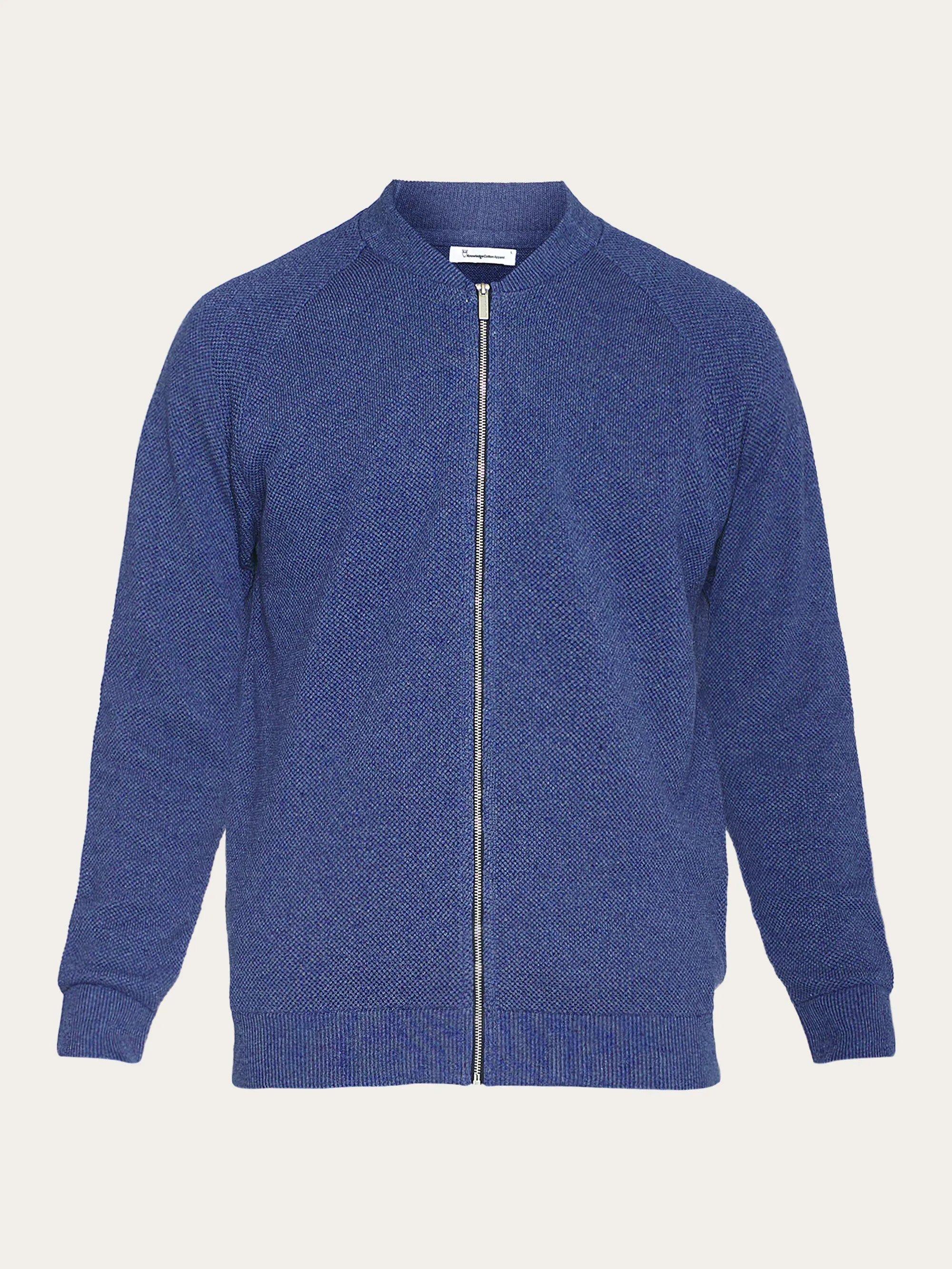 Knitted zip cardigan - GOTS/Vegan - Coronet Blue