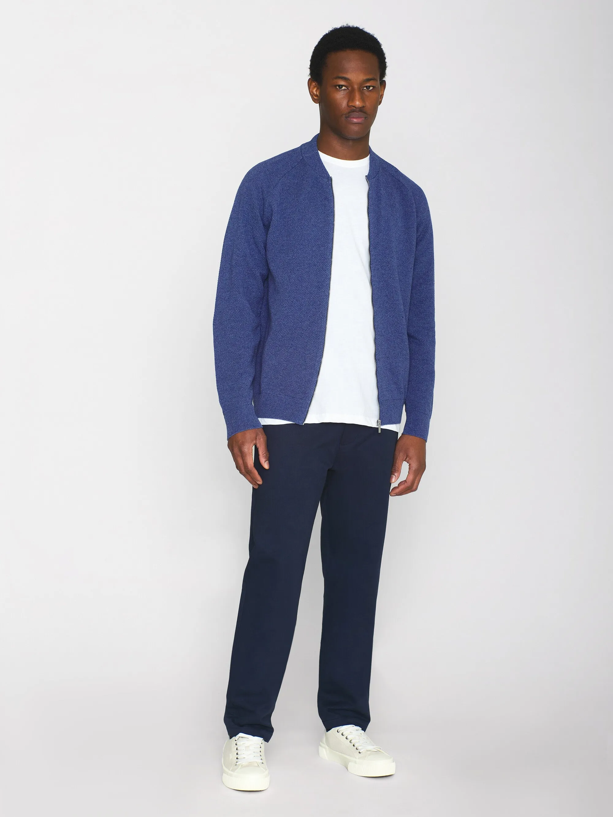 Knitted zip cardigan - GOTS/Vegan - Coronet Blue