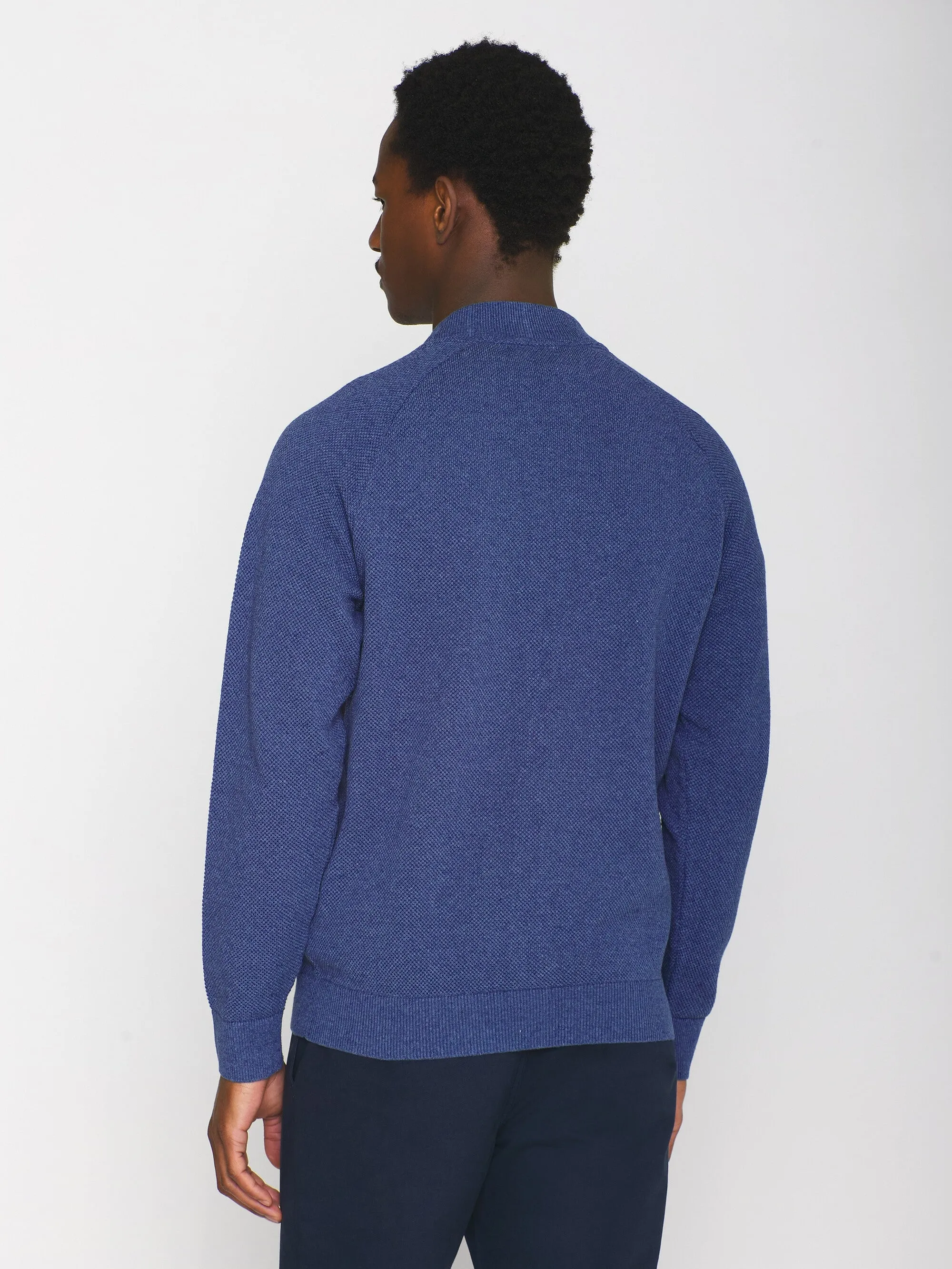 Knitted zip cardigan - GOTS/Vegan - Coronet Blue