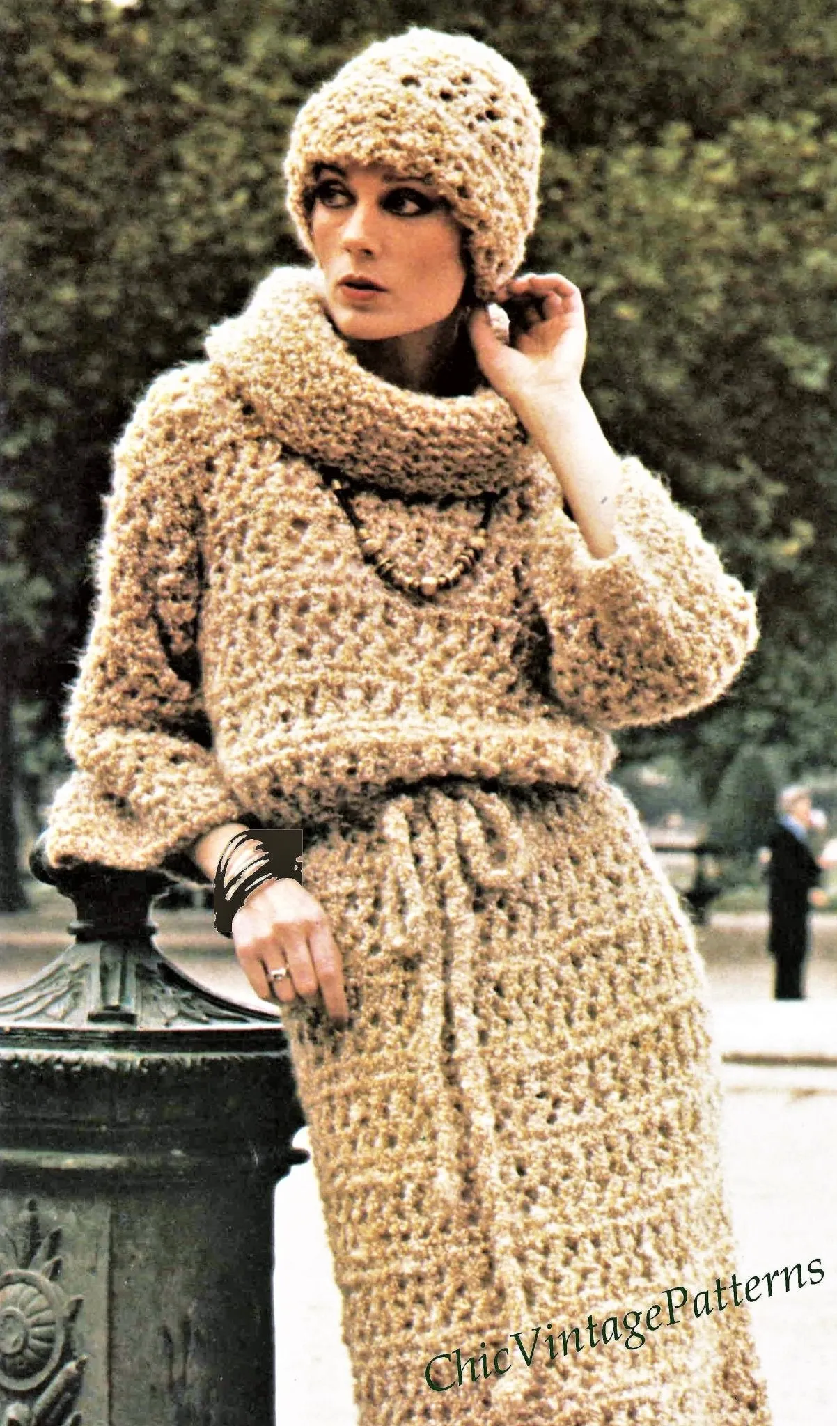 Ladies Dress and Hat Knitting Pattern, Instant Download Pattern