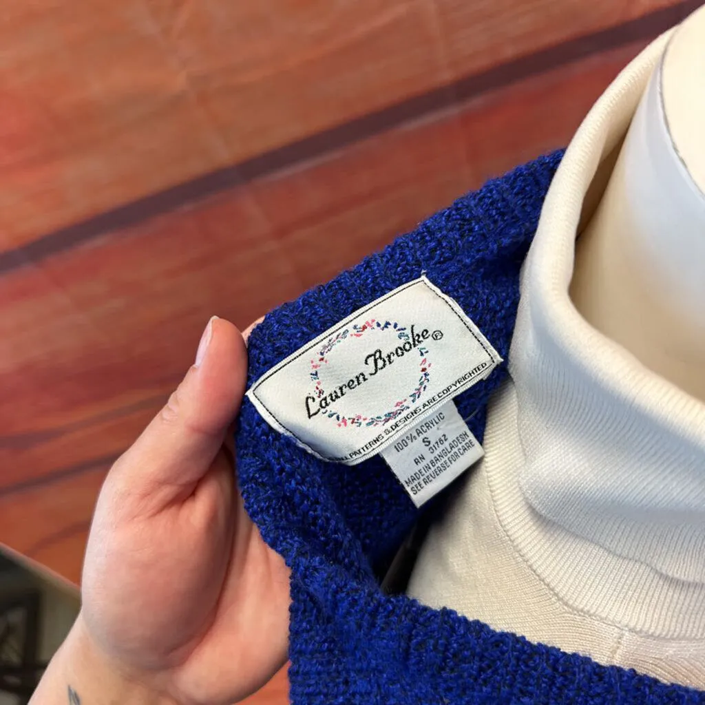 LAUREN BROOKE ROYAL BLUE CARDIGAN SZ S NWT TCC