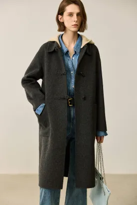 LILY Gray Vintage Hooded Toggle Coat