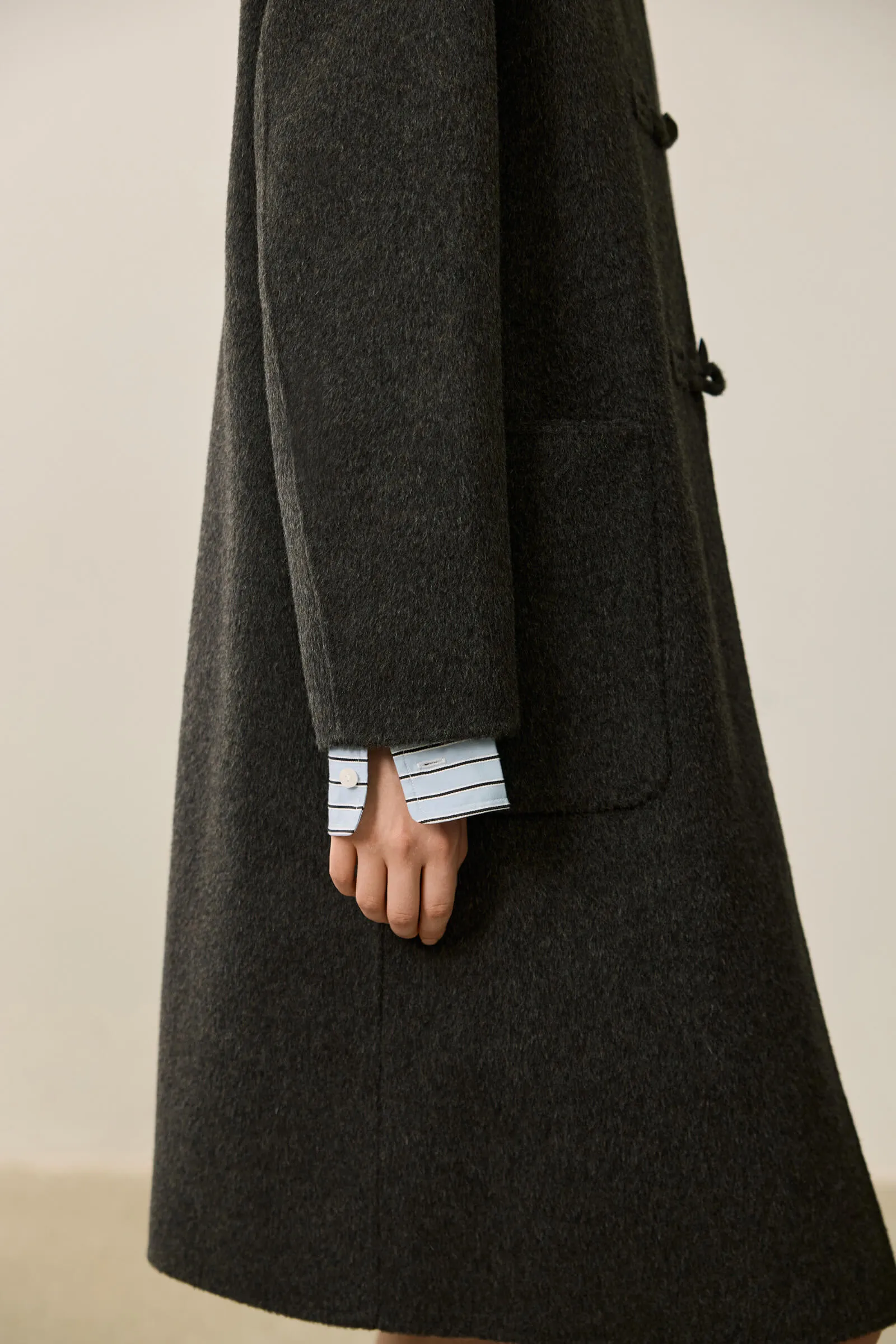LILY Gray Vintage Hooded Toggle Coat