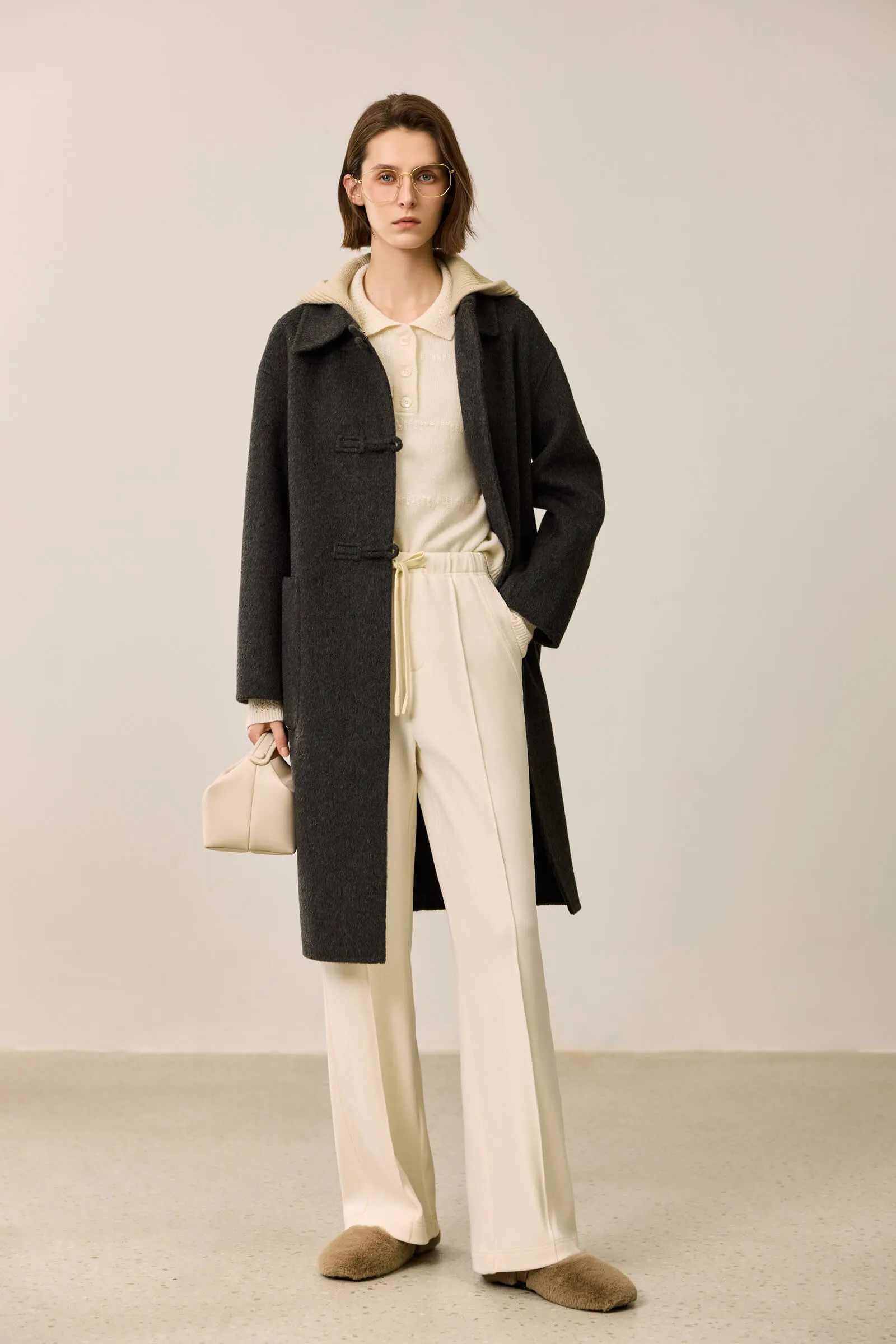 LILY Gray Vintage Hooded Toggle Coat