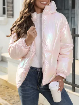 Long Sleeves Loose Split-Joint Hooded Padded Coat